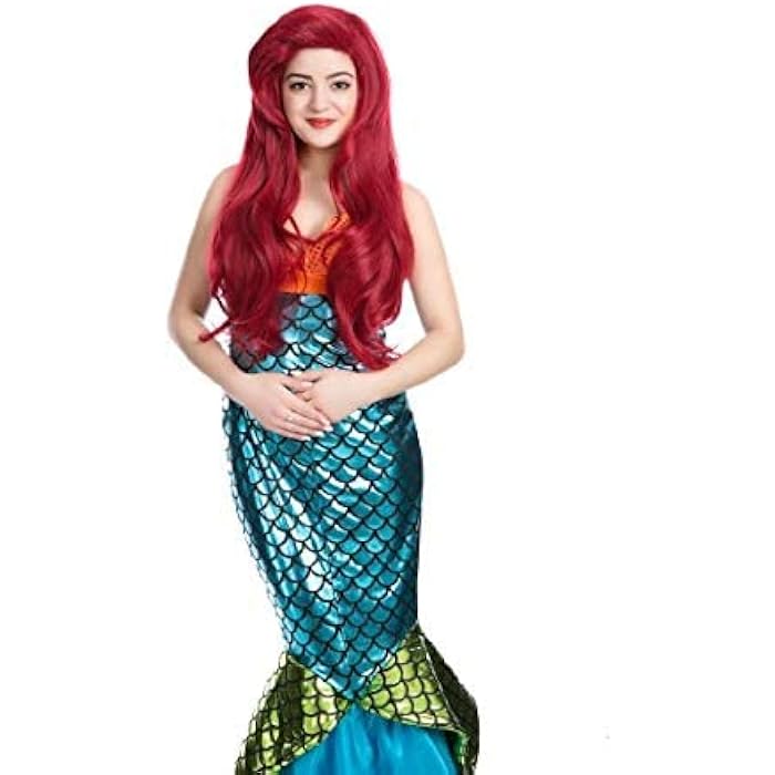 DILLARDS Fashion Red Wavy Ariel Princess Anime Cosplay Wigs - Image 5